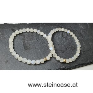 Armband Regenbogen-Mondstein weiß-blau 6mm